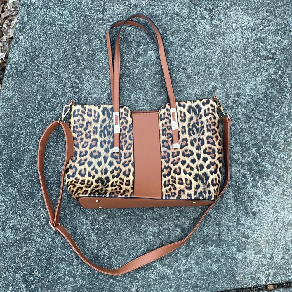 la terre fashion cheetah print tote/handbag